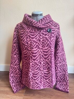 Susan Bristol Knit Sweater Pink Purple Patterned Cozy Cottagecore Boho Chunky